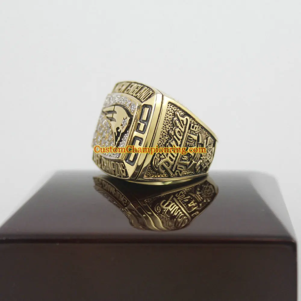 1996 New England Patriots American Footall championship ring replica made by copper coated with 14K gold plating | Украшения и