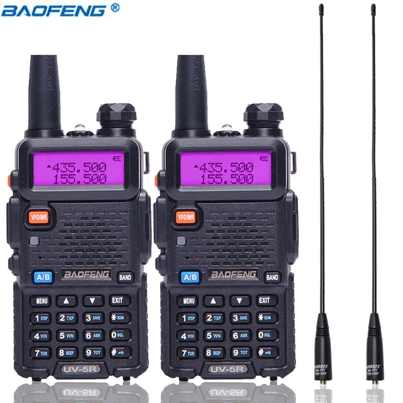 2 шт. BaoFeng UV 5R 5 Вт портативная рация Двухдиапазонная VHF/UHF UV5R двухсторонняя радио