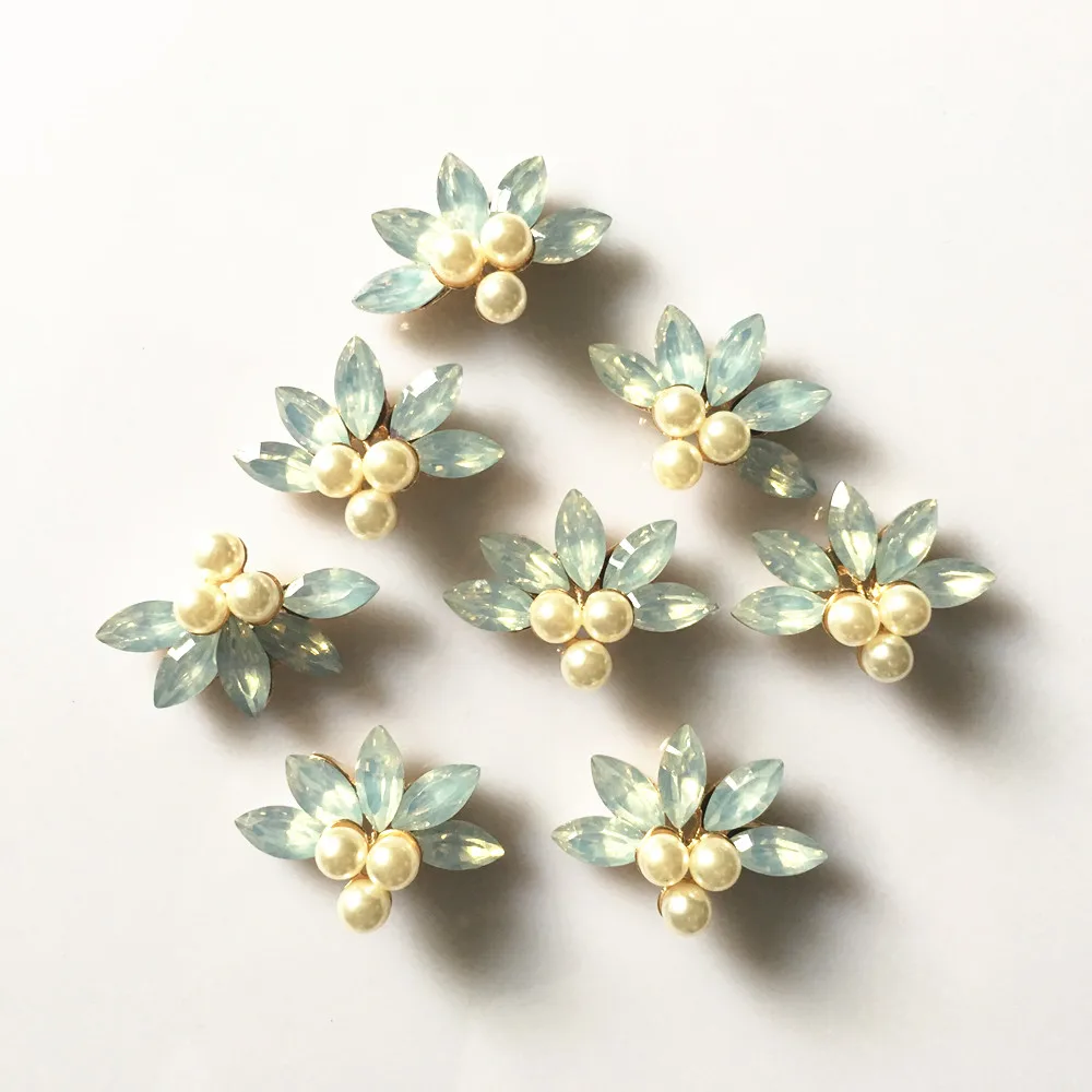 5 шт./лот пуговицы со стразами в форме цветка из сплава украшения для волос сделай