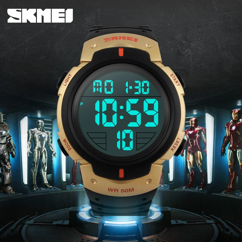 Модные мужские спортивные часы светодиодные военные водонепроницаемые уличные