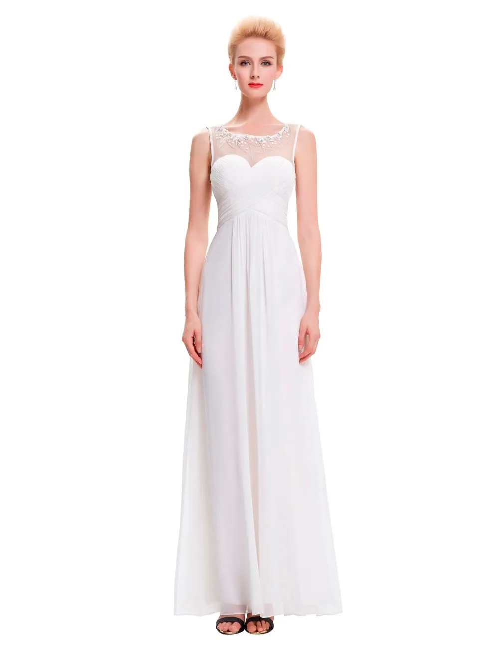 Hot Sale Scoop Neck A-line Light Blue Long Evening Dresses Pleats Beaded Formal Gowns Abendkleid Vestido De Noite | Свадьбы и