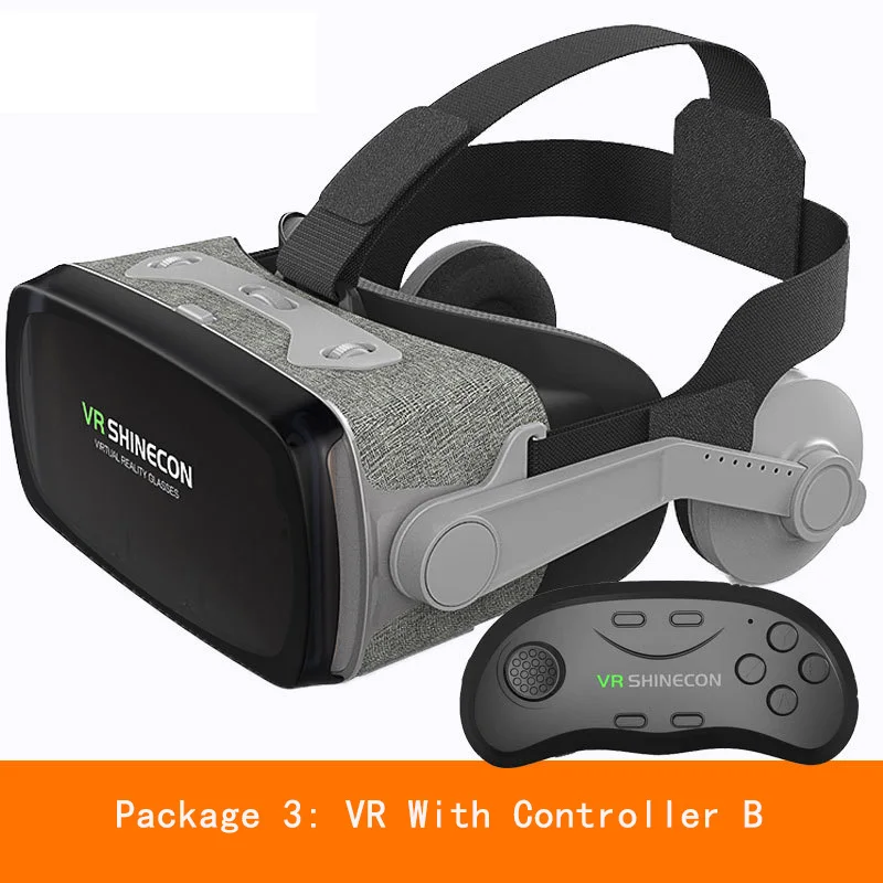 SHINECON Casque 9,0 VR Очки виртуальной реальности 3D очки Google Cardboard VR гарнитура коробка для 4,0-6,3 дюймового смартфона - Цвет: Bundle 3
