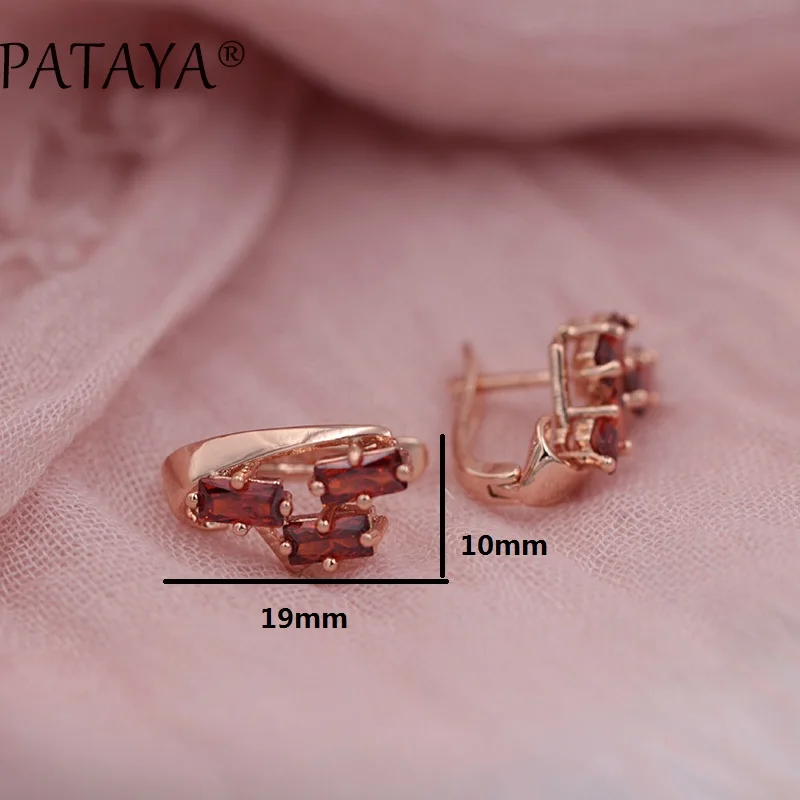 Женские серьги из розового золота 585 пробы PATAYA эксклюзивные зеленые квадратные