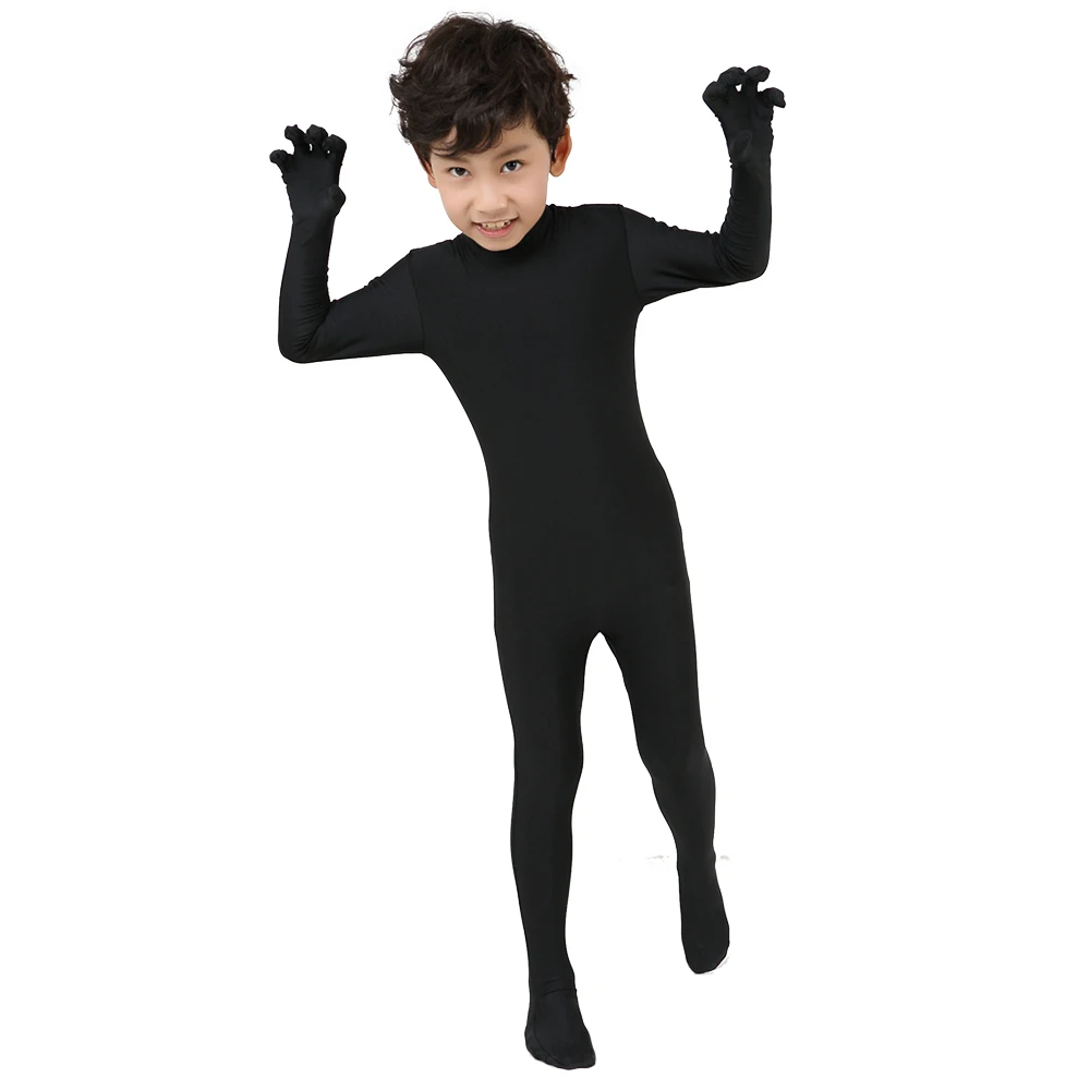 2019 Бесплатная доставка черный костюм Zentai из спандекса лайкры черные облегающие