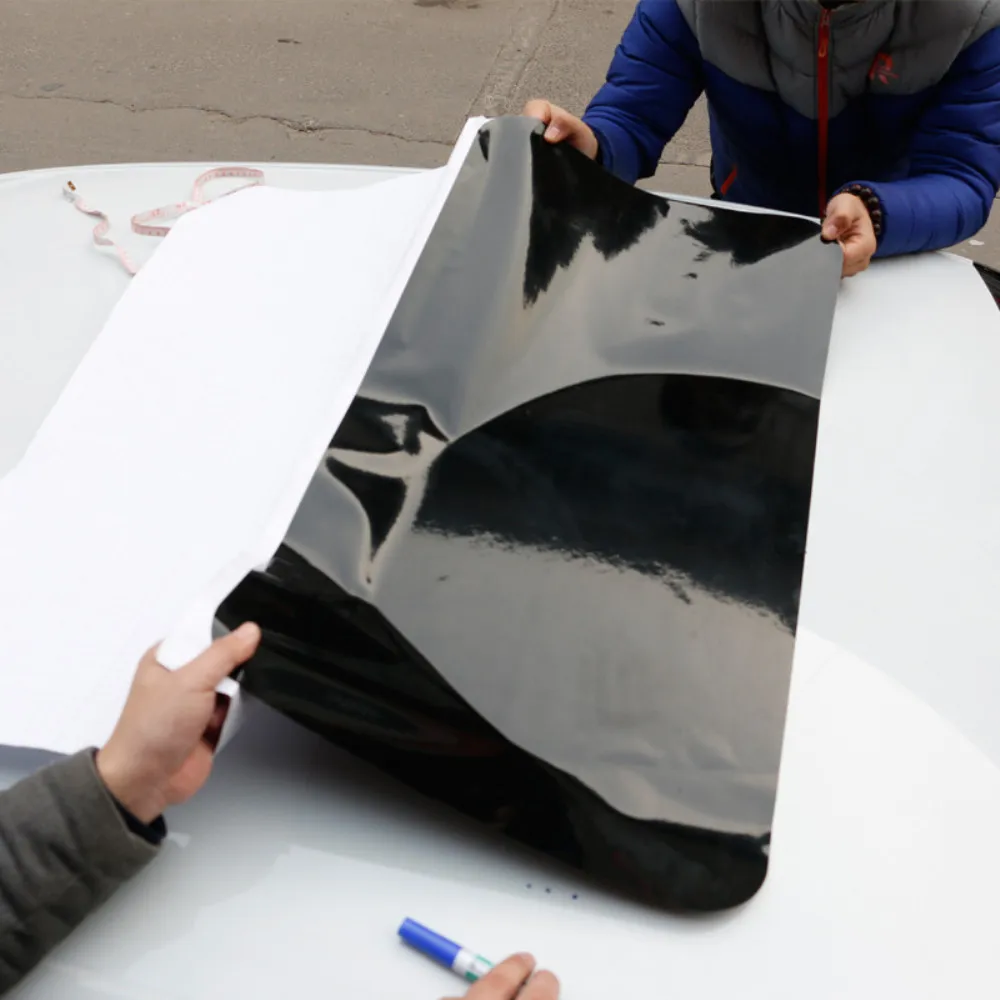 Car roof film 79X38 см ПВХ Глянцевые, устанавливаемый на крыше автомобиля наклейки из виниловой пленки моделирование панорамный люк защитная пленка 3M декоративные резиновые прокладки - Название цвета: Car roof film