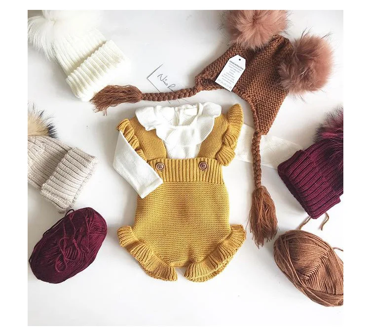 Трикотажная одежда для маленьких девочек Детский комбинезон с оборками