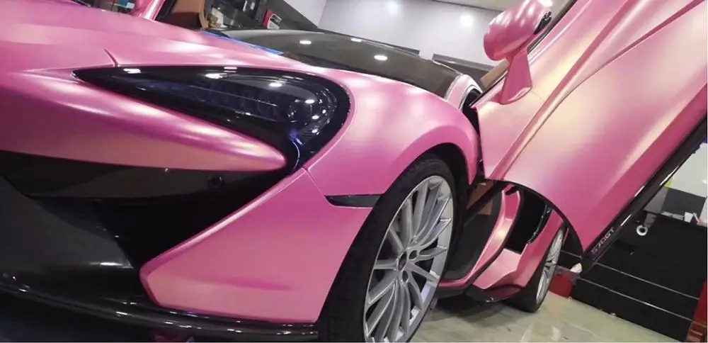 Hot Sale Colored 1.52*18M Premium Satin Diamond Gold Pink Vinyl Film With Air Bubble Free |