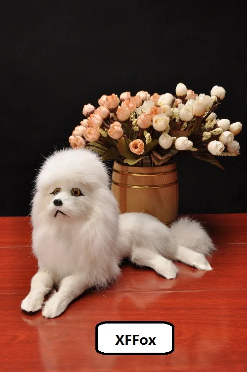 

cute real life lying white dog model plastic&furs poodle dog doll gift about 30x16x14cm xf1548