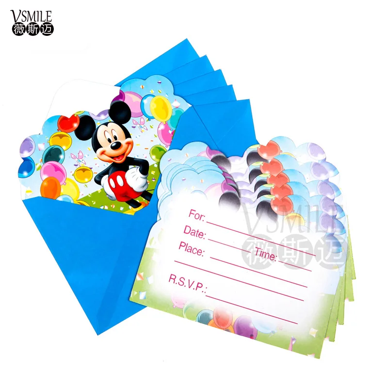 6 шт. Конверты+ 6 шт. пригласительный билет для девочек и мальчиков принц корона Короля Животные вечерние supplie Baby Shower украшения для дня рождения