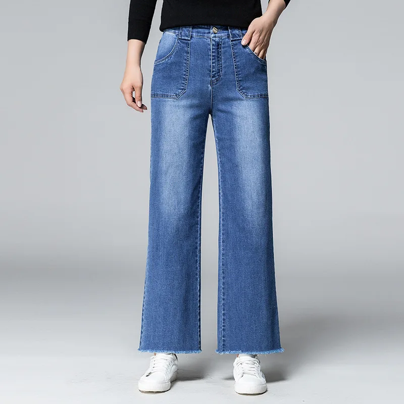 Spring Wide Leg Pants Loose Palazzo Office Lady Pantalones Mujer Cintura Alta Straight Jeans For Women Pantalon Femme | Женская одежда