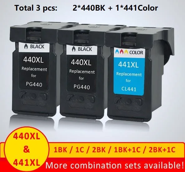 3pcs(2black 1color) Xiangyu черный PG440 XL PG 440 PG-440 Заправляемый картридж с чернилами для Canon PIXMA MG2180 MG2240 MG3180 MG4180 MG4280 - Цвет: 3pcs(2black 1color)