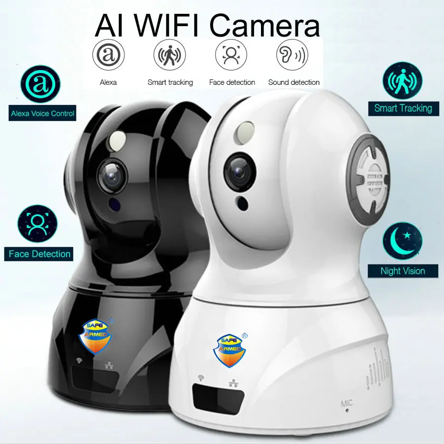 

Smart WIFI PTZ FHD IP Cloud Camera with Alexa Voice Control Auto Smart Tracking Face Detection Sound Detection for Motion Alarm