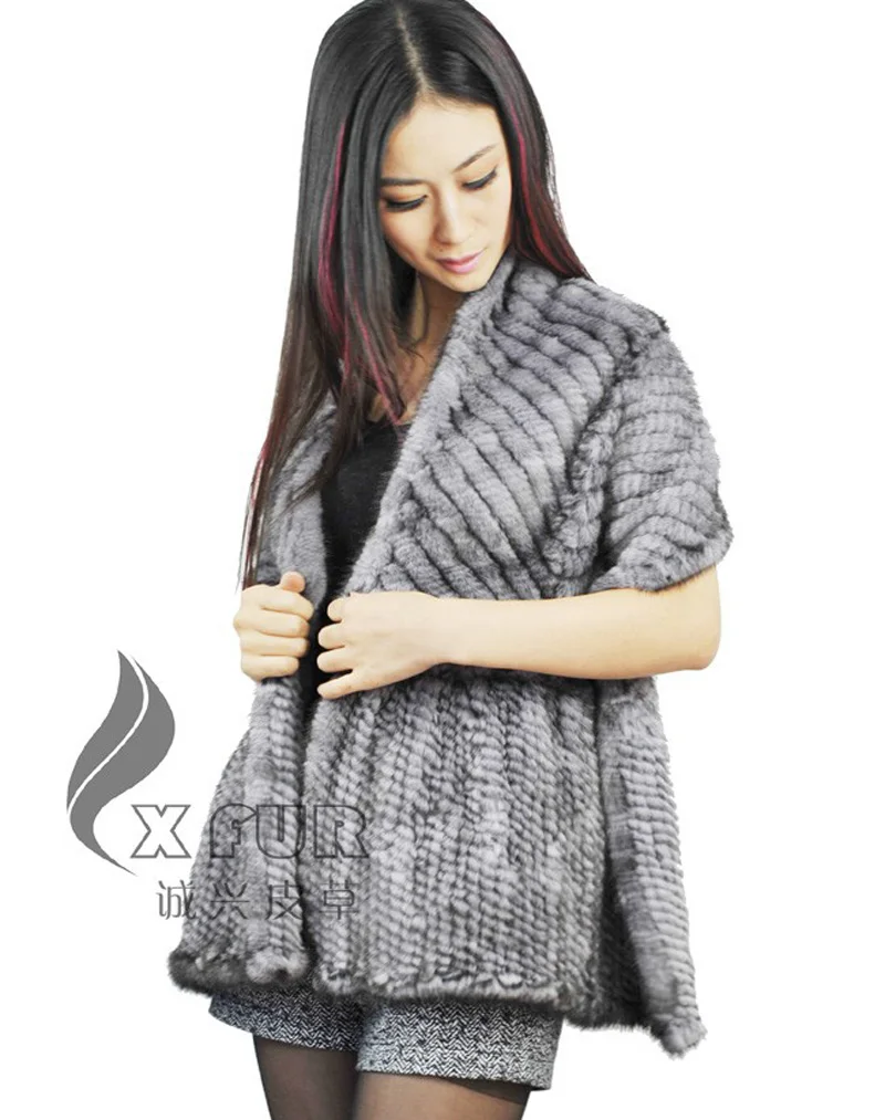 Зимняя женская шаль из натурального меха норки ручной вязки новейший модный