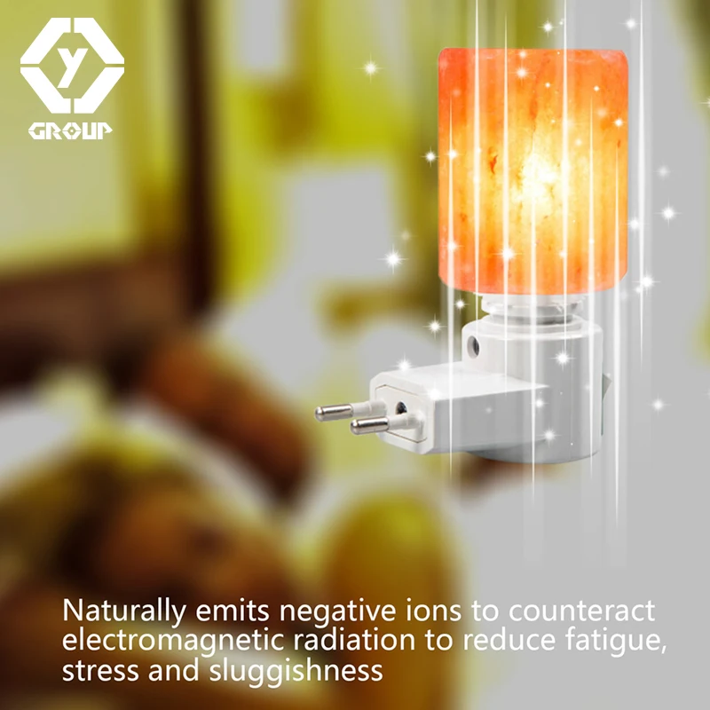 Oygroup мини резной Природный Кристалл Гималайской соли лампа ночник с ul