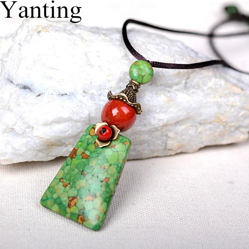 Yanting винтажное длинное ожерелье с подвеской керамический бисер свитер цепь