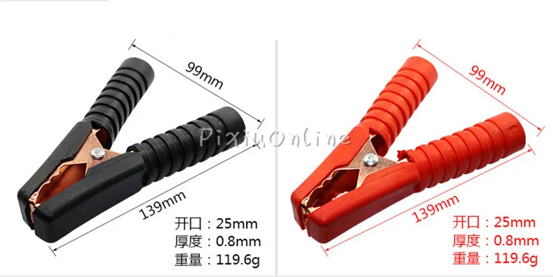 

1pcs YL486 Large Size Red/Black Iron Copper Plating Car Battery Alligator Crocodile Clip Accumulator Clamps Cable Wire