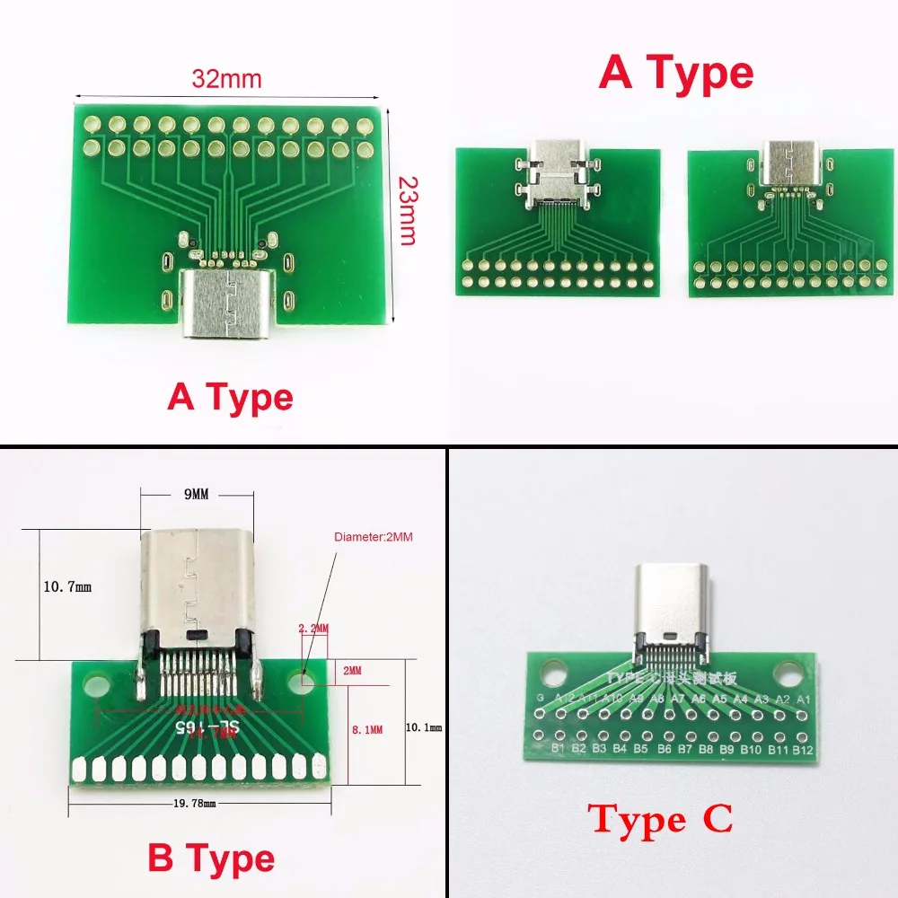 EClyxun 2 шт./лот USB 3 1 Тип C разъем Гнездовой 24P тестовая плата с печатной платой|socket