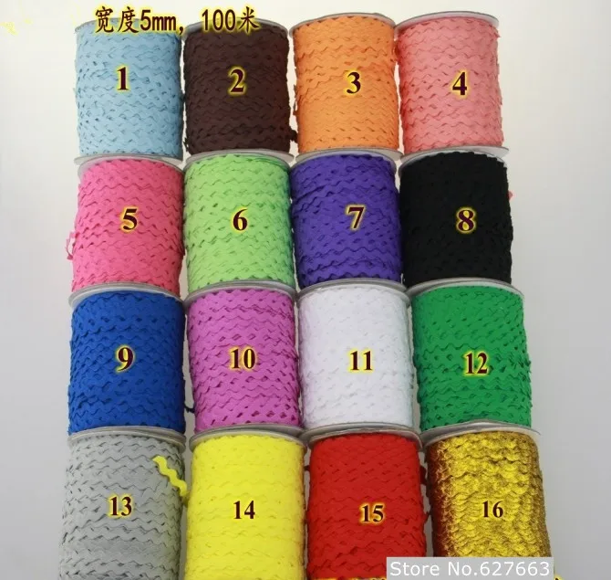 

5-6mm High Quality Zig Zag Ric Rac Ribbon Tape For DIY Craft Home Decoration 100meter/lot Free shipping