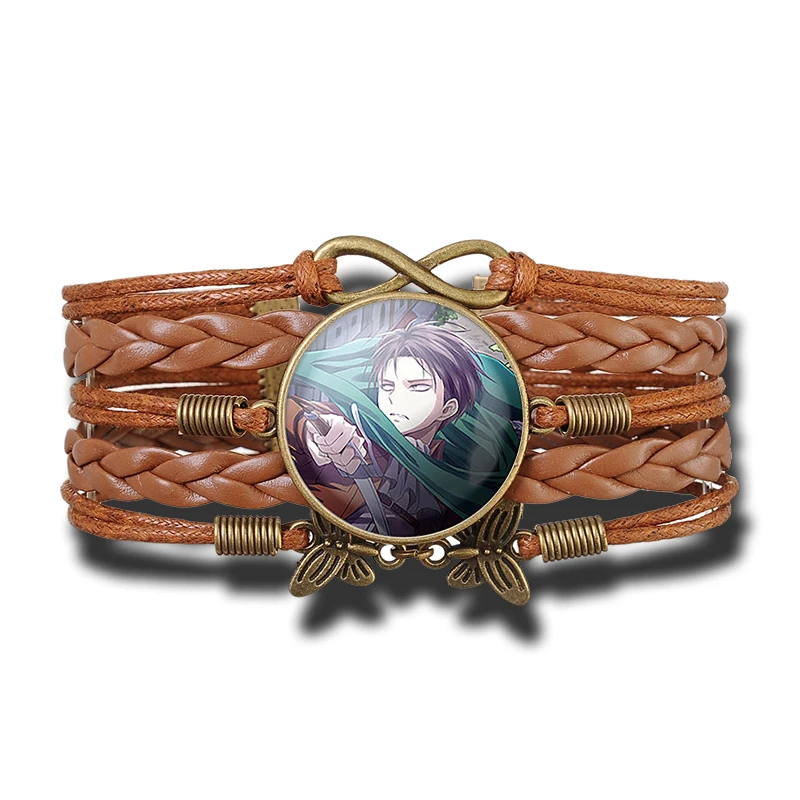 Винтажный кожаный браслет для косплея Леви ривэйл Атака Титанов скаутский
