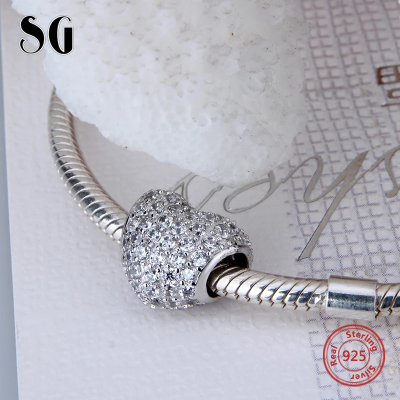 Ясно CZ berloques в Para Pulsera Бусины Fit Пандора Серебро 925 браслет кулон Роскошные DIY ювелирные подарки женщинам