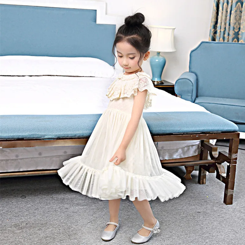 DFXD 2018 Summer Girls Sleeveless Soild Full Lace Princess Dress Fashion Lovely Flower Wedding Party Baby Vestido | Детская одежда и