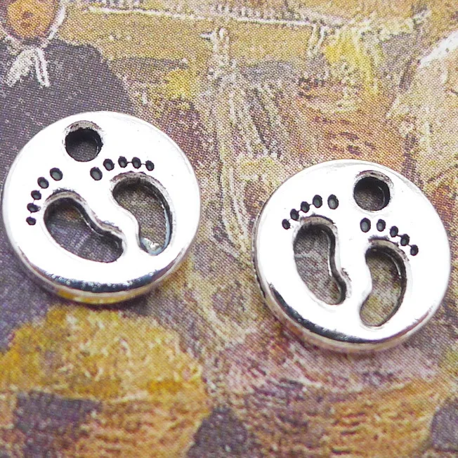

200pcs Charm footprint footmark track pendant 11*11mm Antique silver Handmade Jewelry Making DIY Supplies Alloy accessories Hot