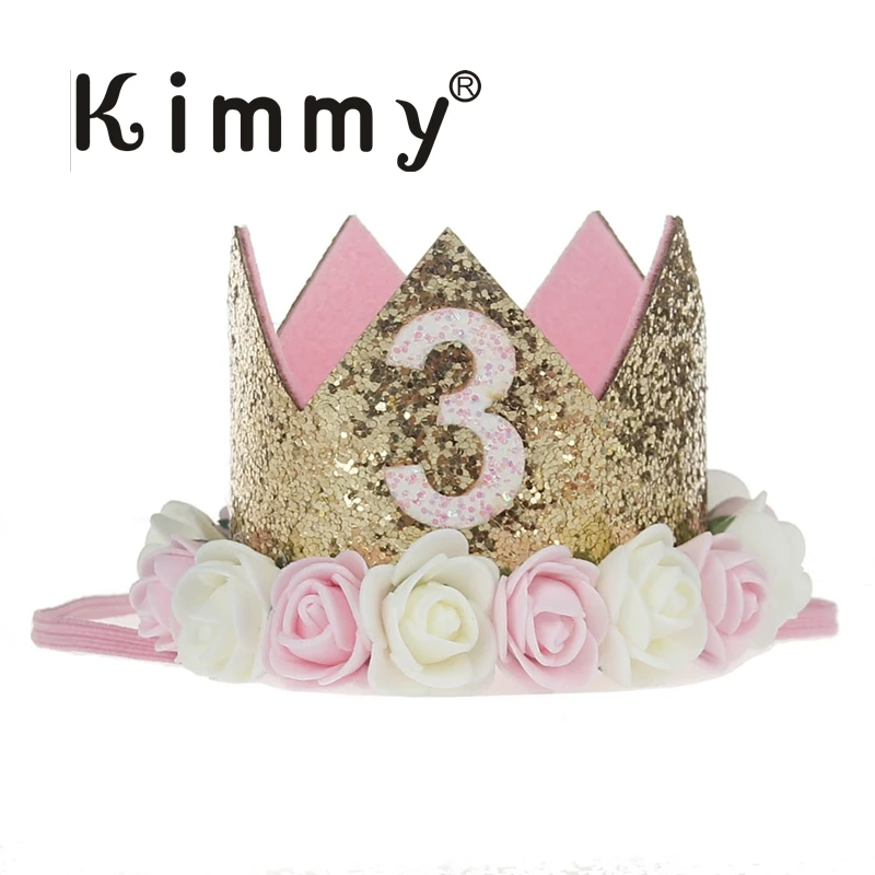 

10pcs First Birthday crown cursive ONE mini Sienna gold baby pink flowers lace crown headband photography prop