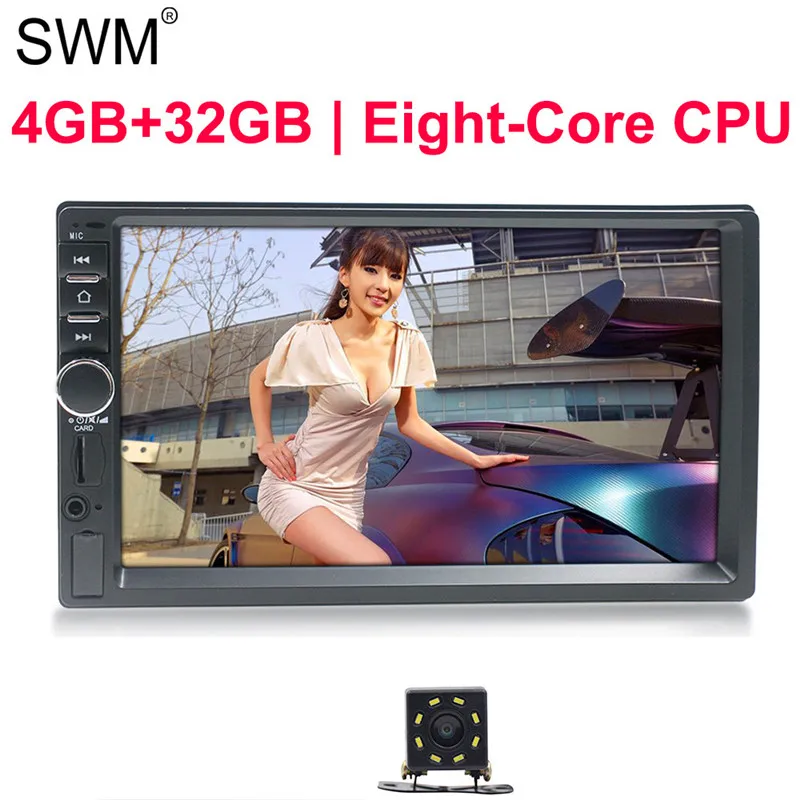 with 8 leds camera " Восьмиядерный Android 8,1 автомобильный радиоприемник 2 Din Универсальный 4 ГБ 32 ГБ 2din Авторадио Coche gps Naviagtion Bluetooth автомобильный стерео - Цвет: with 8 leds camera