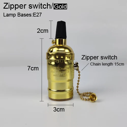 Gold C Винтажная лампа Эдисона E27 с выключателем, держатель лампы, Ретро декоративный алюминиевый светильник, фитинги, лампа, головной светильник, розетка, сделай сам - Color: Gold C