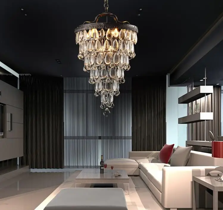 

American Village led Iron Retro Ceiling Lamp Bedroom Bedroom Aisle French Crystal Chandelier lighting fixture for home lamps