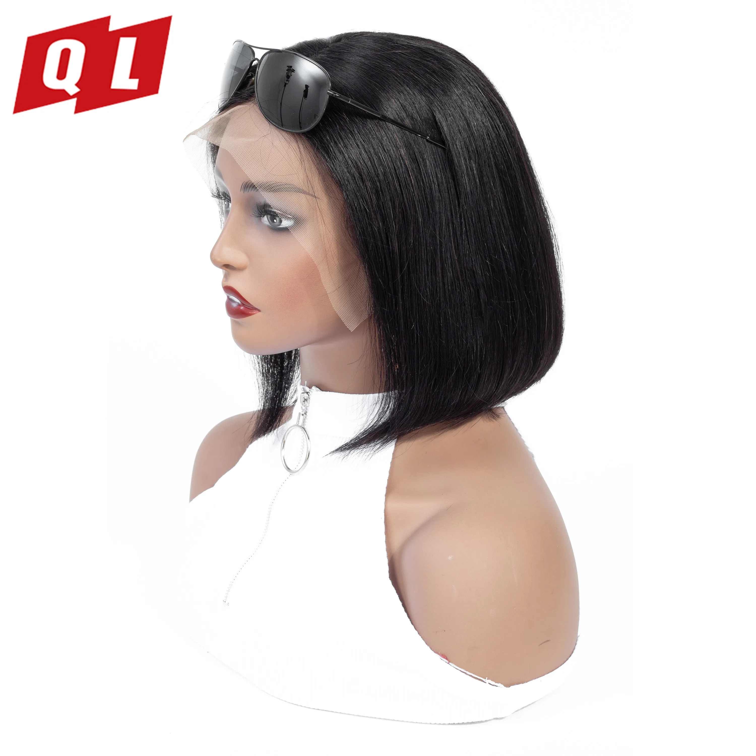 QLOVE Remy 13*4 человеческие парики для волос парик короткий боб черных женщин