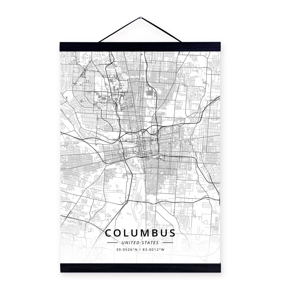 Columbus United States City Map Wooden Framed Canvas Painting Home Decor Wall Art Print Pictures Poster Hanger | Дом и сад