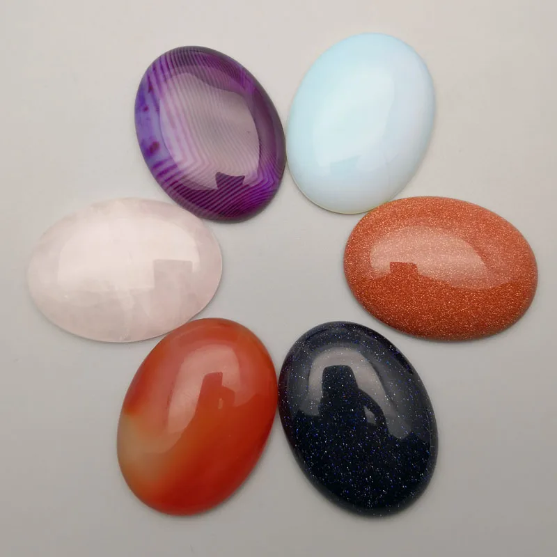 

Wholesale Nature Stone Mixed cabochon 40x30MM woman accessories Beads for jewelry making cab cabochon 6Pcs/lot Free shipping