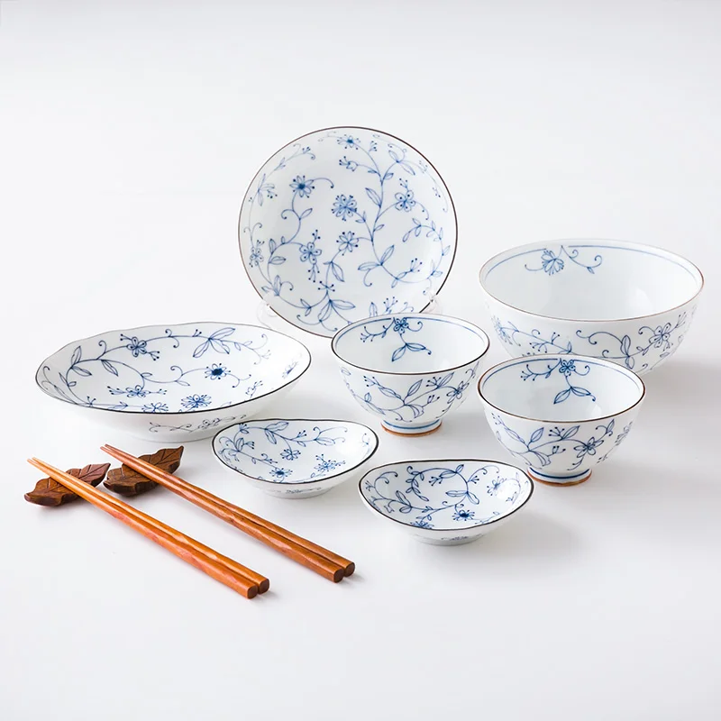 Набор керамических столовых приборов комплект из 11 предметов с цветочным