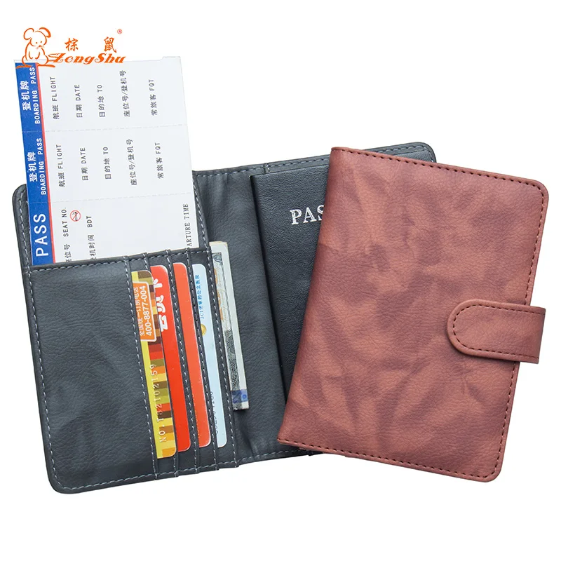 

Black solid Color buckle passport holder Built in RFID Blocking Protect personal information(Acceptable customization)