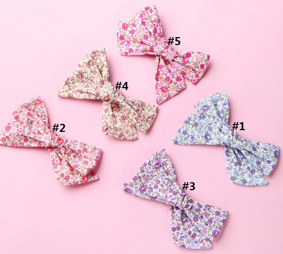 

2.8" Newborn Cotton Fabric Bow With Clips Girls Floral Print Hair Bows Hairpins Hairgrips Chidlren Hair Accessories 36pc/lot