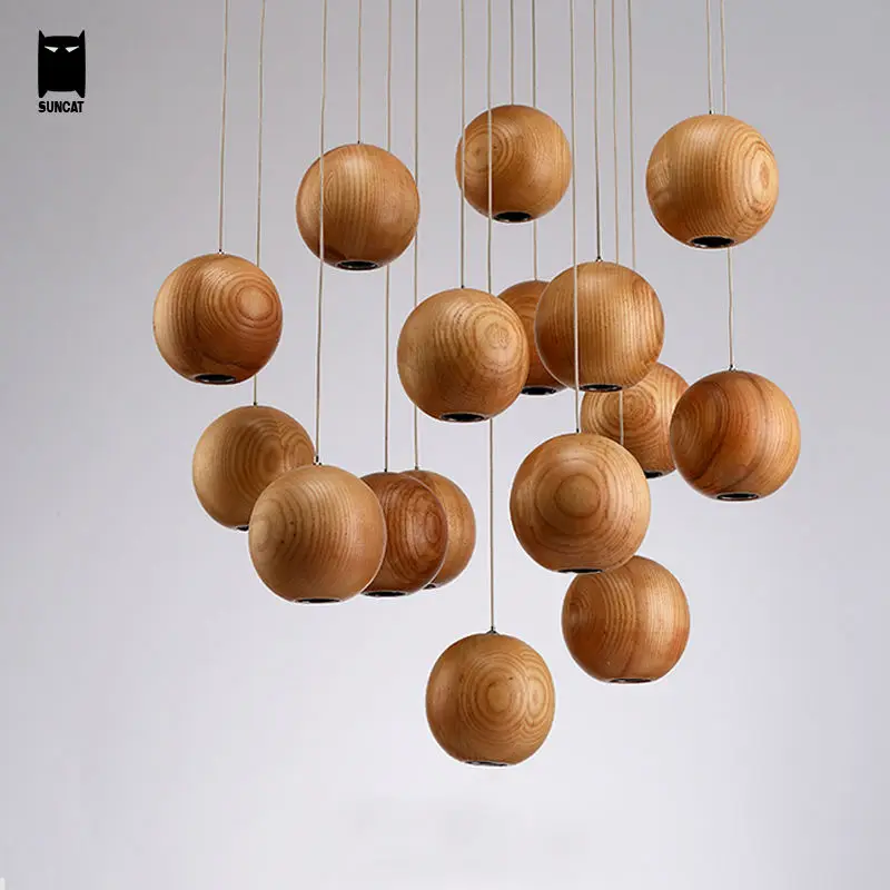 Круглый шар деревянный люстра светильник современный скандинавский японский