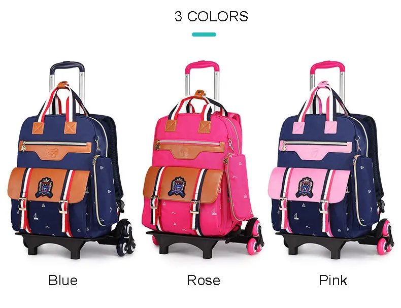 Kids Backpack with Wheels Wheeled Backpacks School Bag Children School Bags Trolley