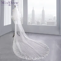 free ship 3 m white cathedral wedding veils long lace edge bridal veil with comb ivory wedding accessories 2 layers wedding veil
