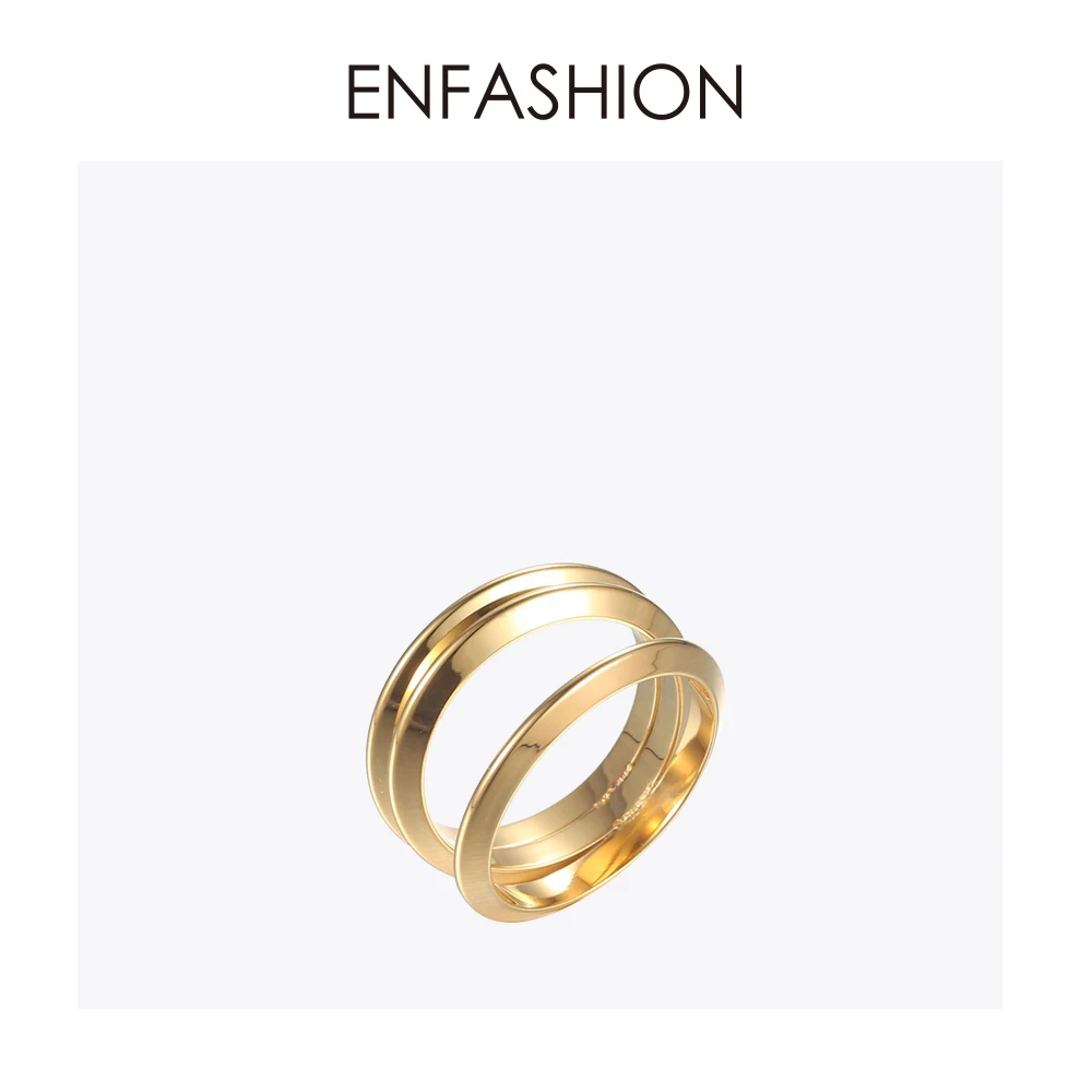 Enfashion опт 3 ряда колец золотого цвета кольцо средней длины из нержавеющей стали