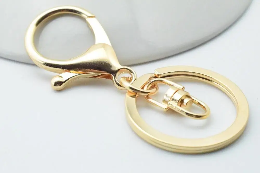 Gold color HK237-4 10 шт./лот 30 мм брелоки с застежкой омар посеребренные Брелоки для ключей HK237 - Цвет: Gold color HK237-4