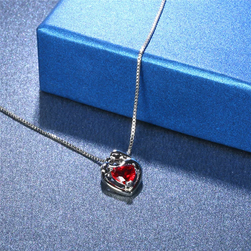 ROXI ROMAD Brand White Gold Color Red Love Heart Crystal Pendant Necklace For Women Choker Wedding Luxury Jewelry Gift | Украшения и
