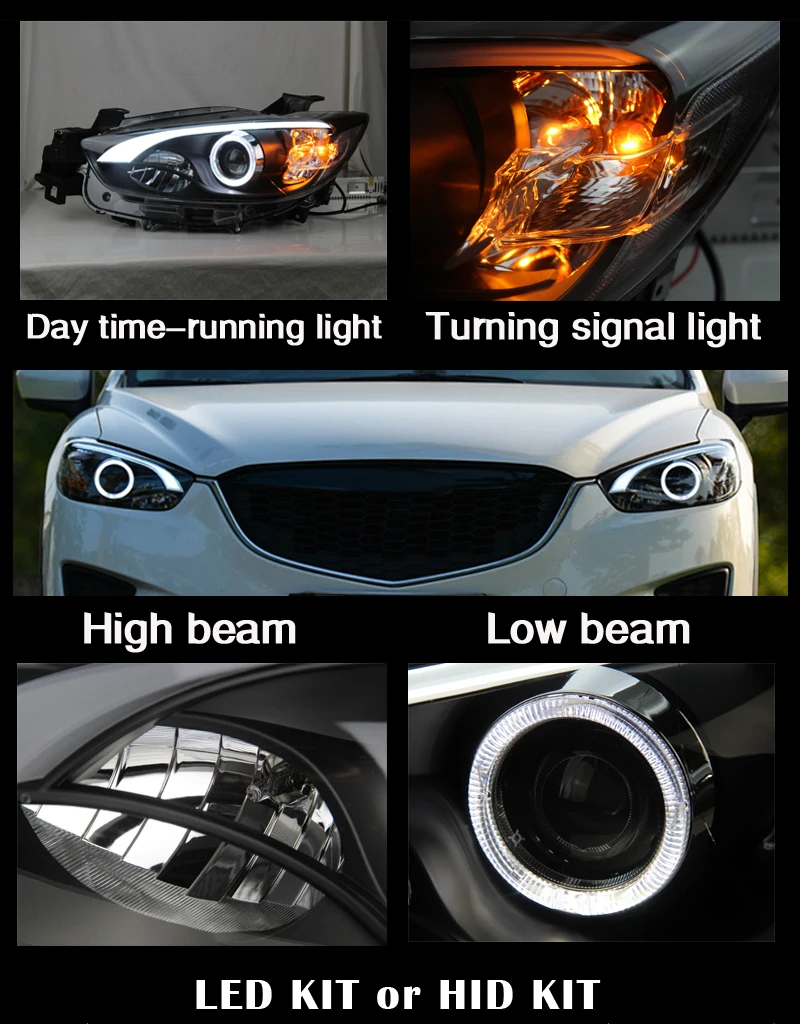 Автомобильный Стайлинг для Mazda CX-5 фары 2011- CX5 светодиодный фонарь DRL Bi Xenon объектив Высокий Низкий Луч парковочная противотуманная фара
