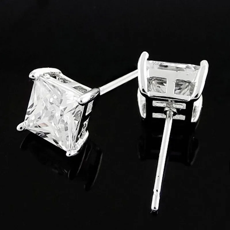 Мужские серьги гвоздики с крупным фианитом 10 мм|earrings 18k|earrings sapphireearring charm |