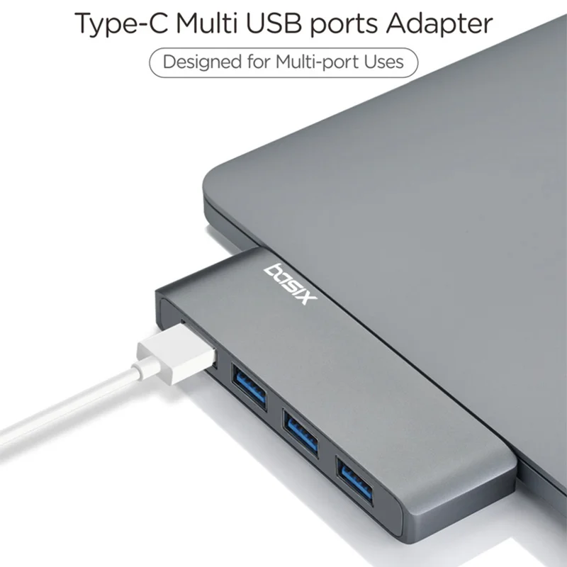 Usb-хаб Basix type c с 4 портами, Высокоскоростной USB 3,0, 5 Гбит/с, Разветвитель USB 3,1 Для MacBook Pro huawei P30/P20, usb-хаб type c