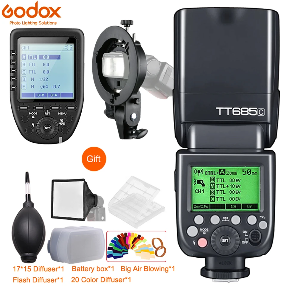 Вспышка Godox TT685C TT685N TT685S TT685F TT685O HSS TTL + триггер XPro кронштейн Bowens для Canon Nikon Sony Fuji Olympus