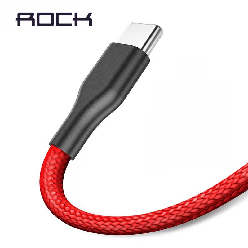 Нейлоновый usb кабель ROCK type C для samsung Galaxy S9 S8 Note быстрой зарядки Xiaomi Mi8 huawei P20 Oneplus
