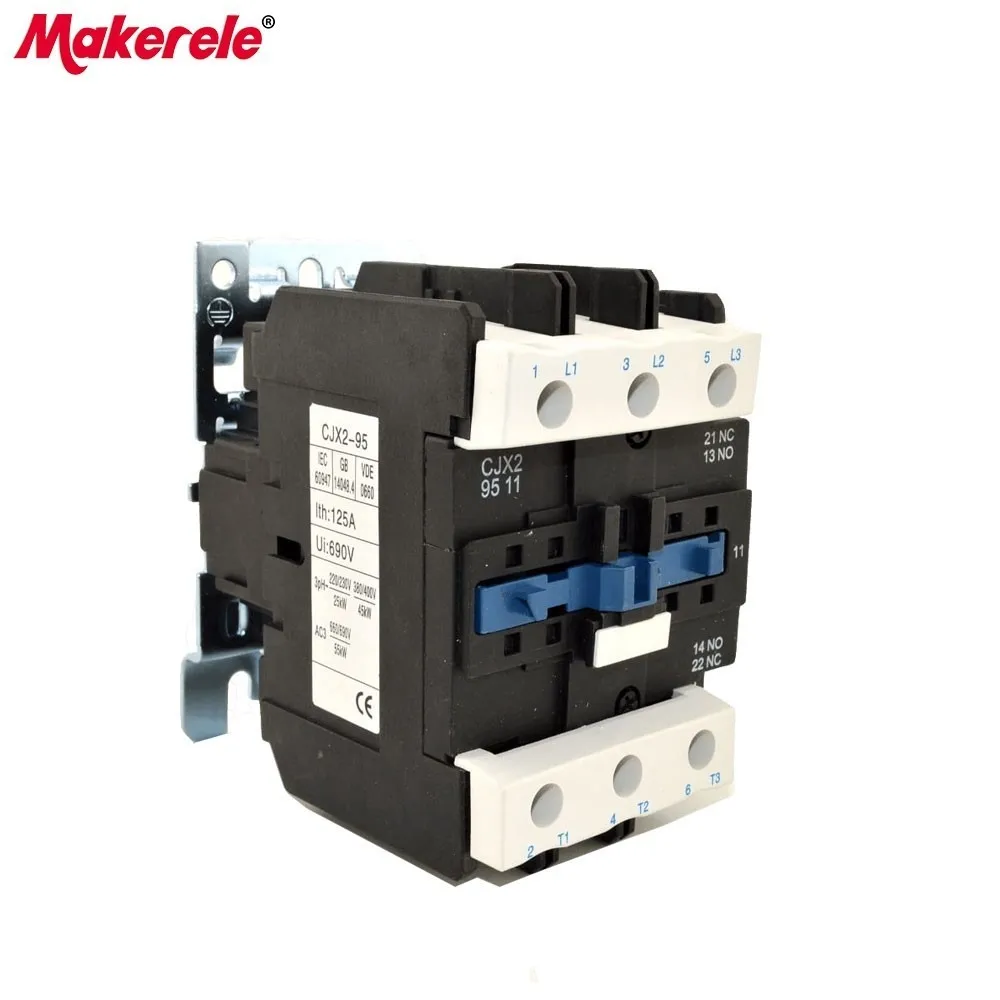 

CJX2-9511 AC Контактор LC1 95A 3-фазный 3-полюсный 220V 380V 110V 36V 24V 50/60Hz Din Rail монтируемый AC контактор
