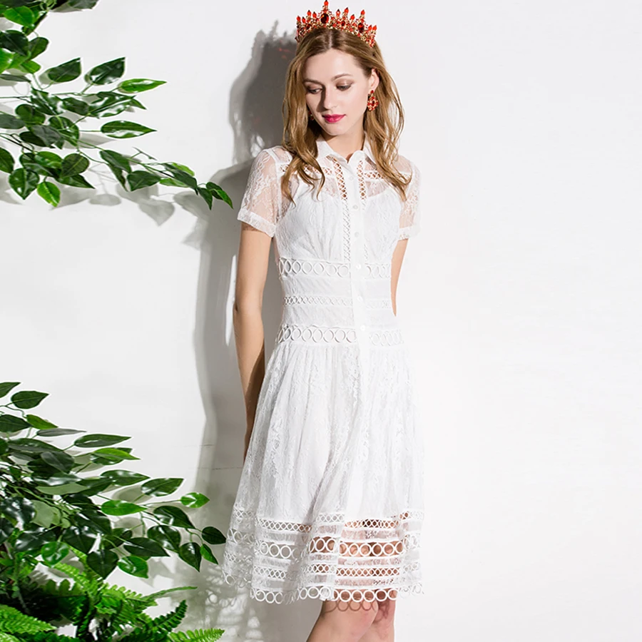 2017 Лето белый Turm вниз Воротник Милый Краткое принцесса С Коротким Рукавом