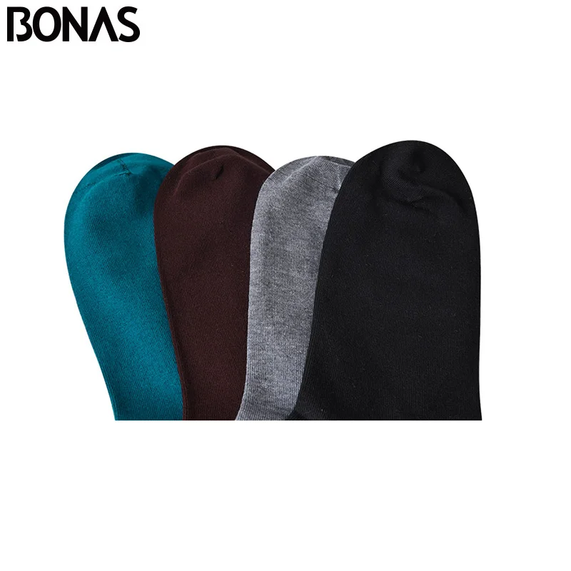 BONAS, 4 пары, мужские носки в деловом стиле, Модные дышащие однотонные хлопковые носки, дезодорирующие носки из бамбукового волокна, мужские анти-берибери носки, 02266
